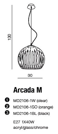 Arcada M MD2106-1BL czarna Lampa Wisząca AZZARDO