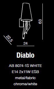 Lampa Ścienna Azzardo Diablo AZ0087 Biały 