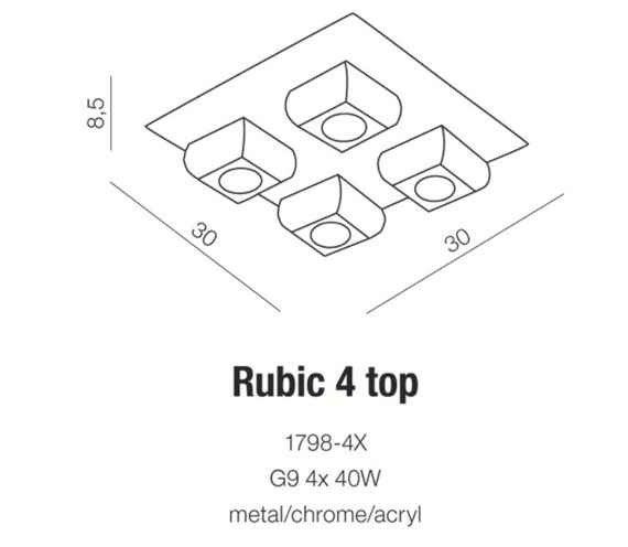 RUBIC 4 top 1798-4X Plafon AZZARDO