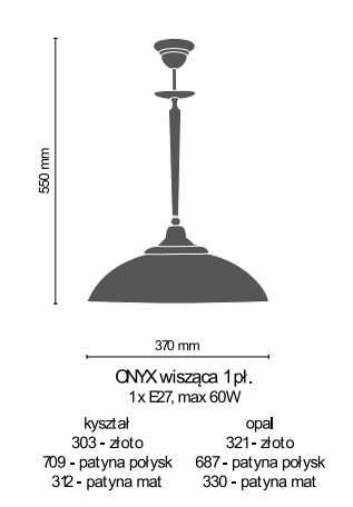 Żyrandol Amplex Onyx 8752 1 pł. złoty